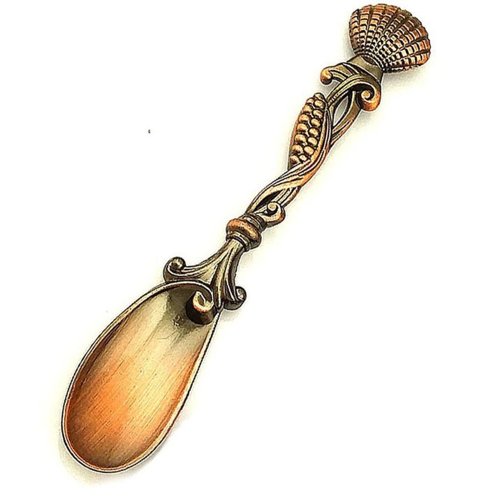 OUM0SI 3Pcs/lot Vintage Alloy Carved Coffee Spoon Metal Cutlery Dessert Spoons (Fish Red Bronze