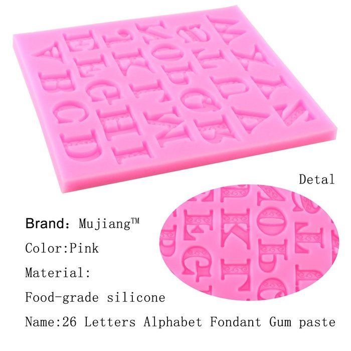 Mujiang Fondant Letter Mold Candy Making Tools Silicone Alphabet Molds