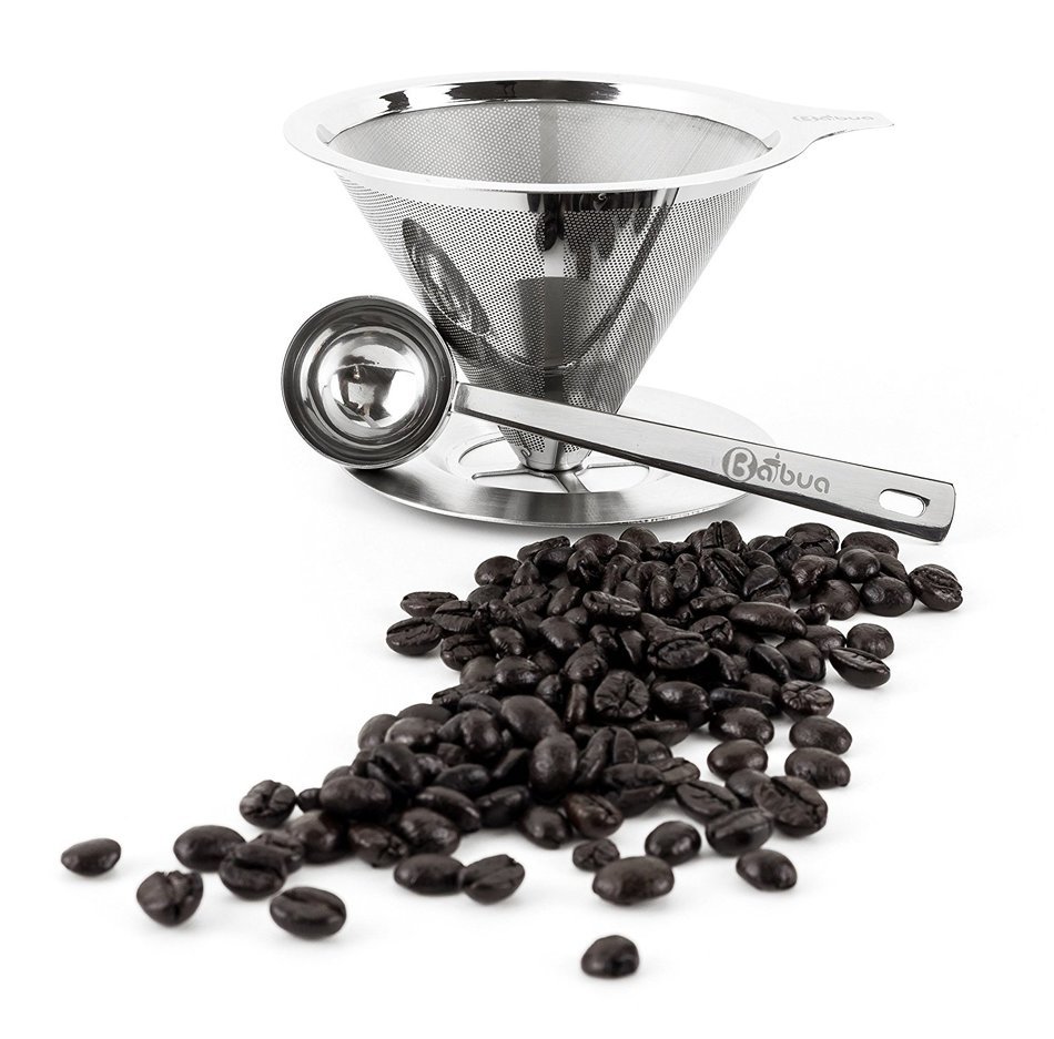 Paperless Pour Over Coffee Dripper with Coffee Scoop, Stainless Steel