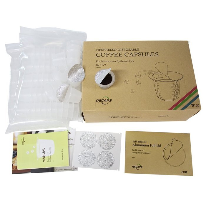 RECAPS Empty Nespresso Coffee Capsule Disposable Nespresso Capsules