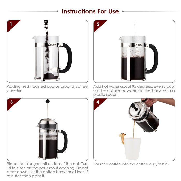 Decen French Press Coffee & Tea Maker 1 Liter, 8 Cups, 34 Oz N7 free