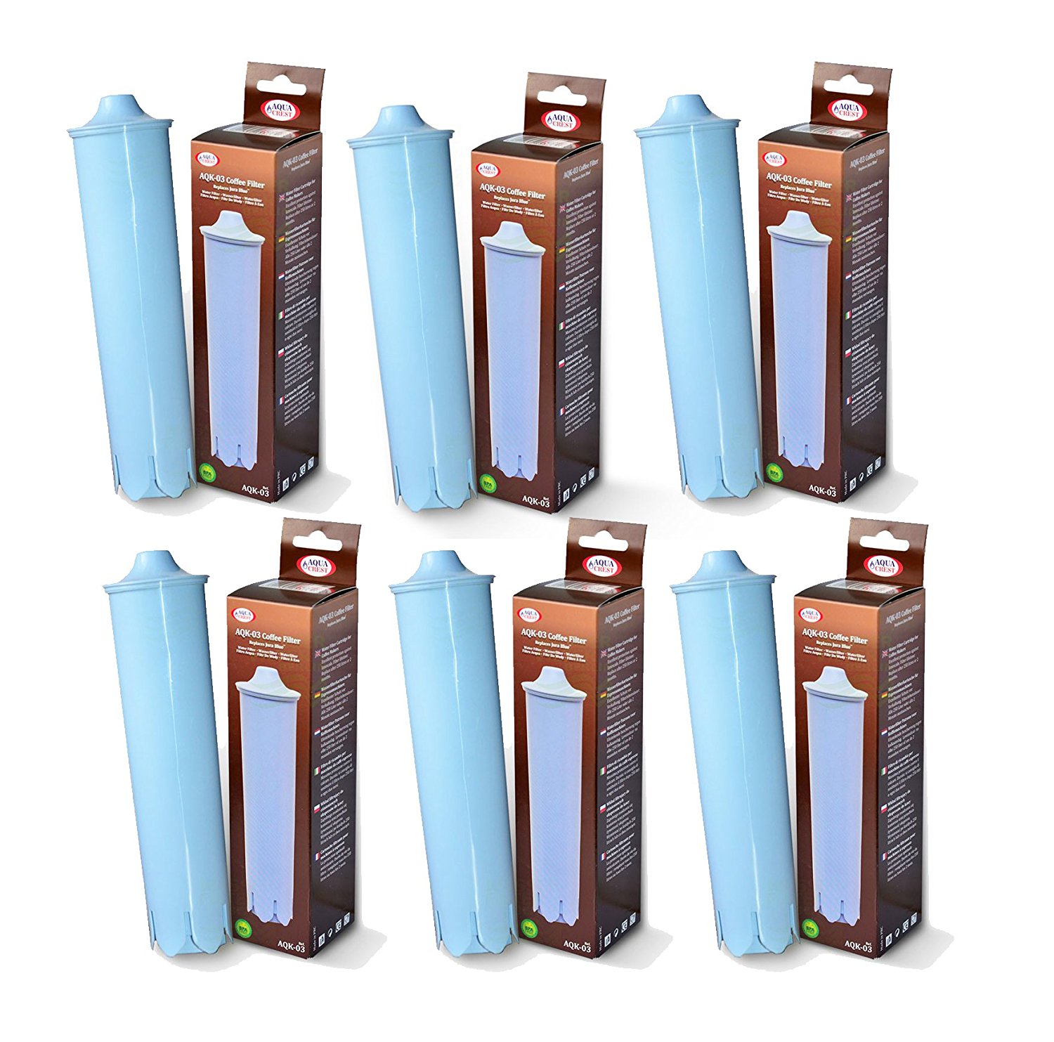 Compatible Water Filters Jura Capresso Clearyl Blue Pack of 6 free