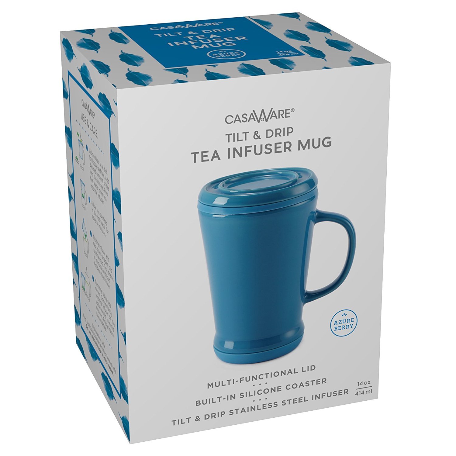 CasaWare Tilt and Drip Tea Infuser Ceramic Mug, 14Ounce (Matcha Green