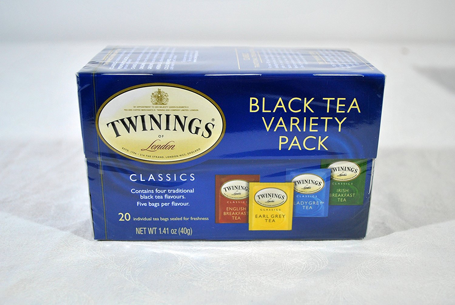 Tea Chest Storage Box with Twinings Black Tea Variety Pack Gift Bundle