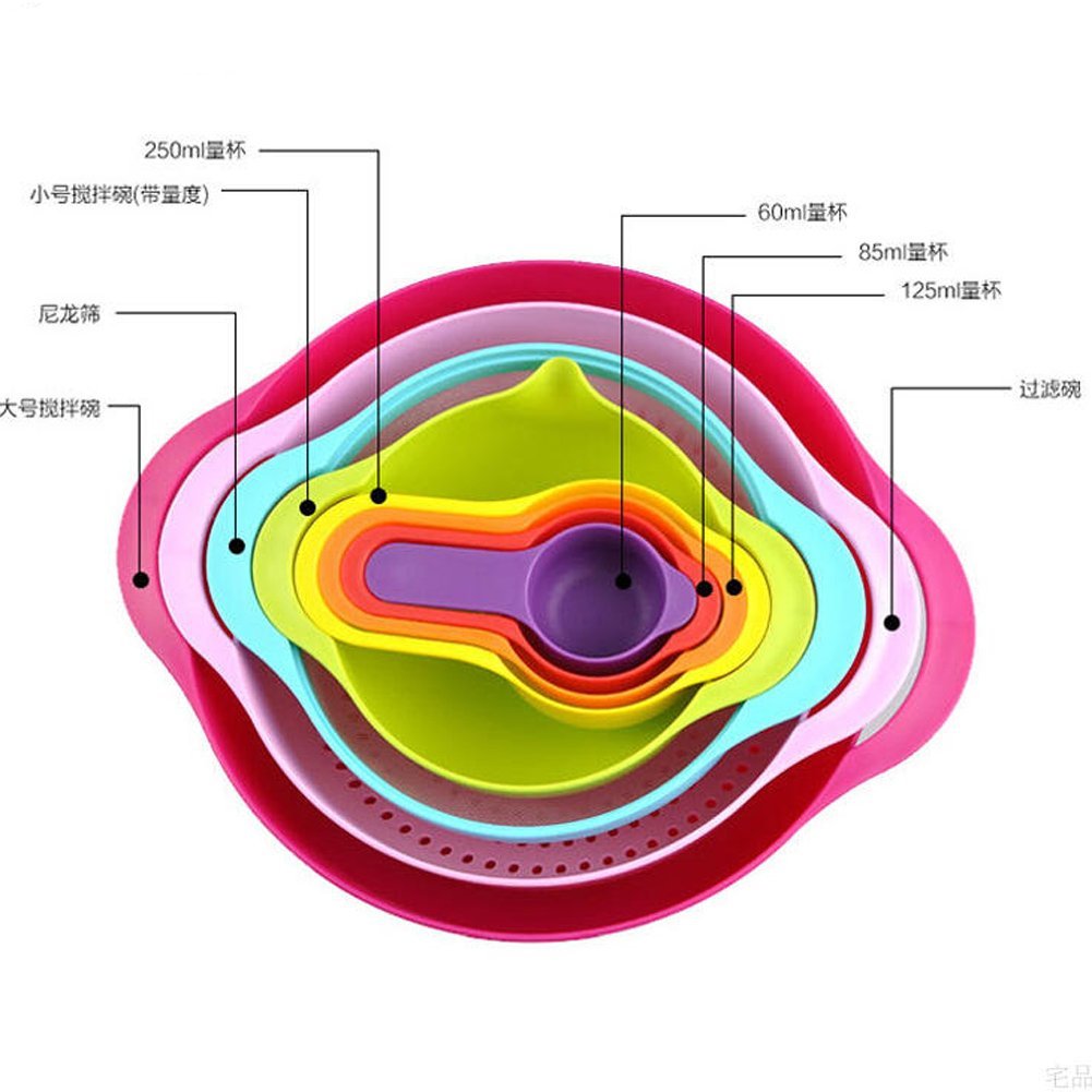 Eco BPA Free 8 Piece in Large Plastic Dishwasher Safe Mixing Nesting