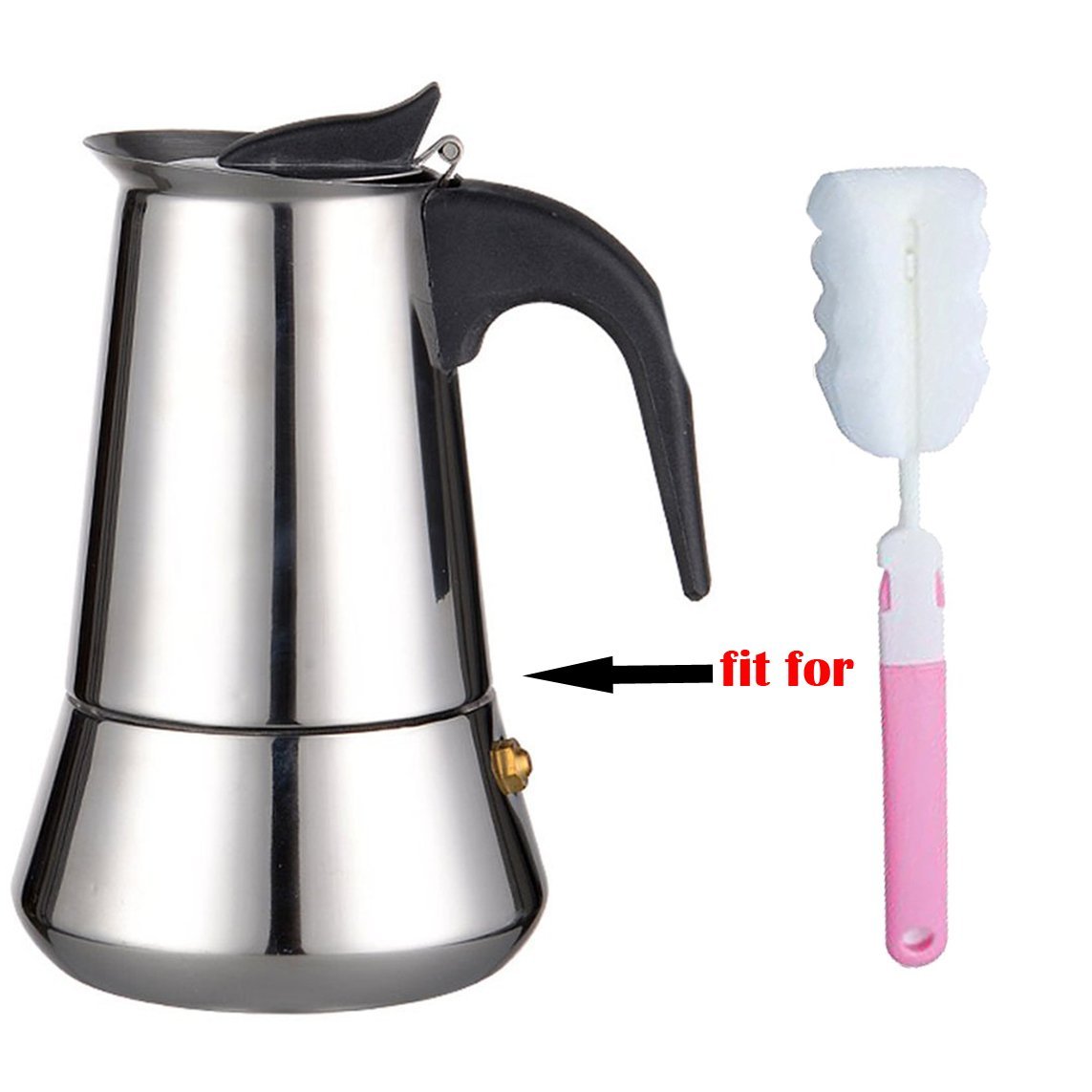 Generic 200 ML, 4 Cup Stainless Steel Moka Stovetop Espresso Maker