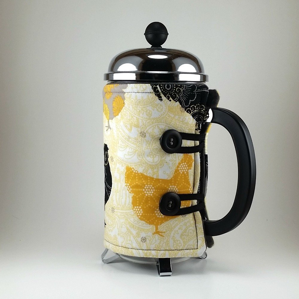 French Press Cozy, Cafetiere Cosy, 8 cup, Insulated Cozy, Handmade Coffee Accessory, Chicken