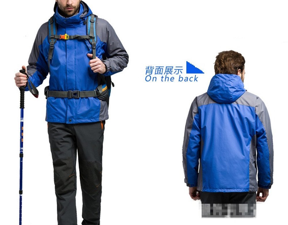 Hanxue Mens Hiking Ski Jacket Softshell 3 in 1 Hiking Raincoat Plus