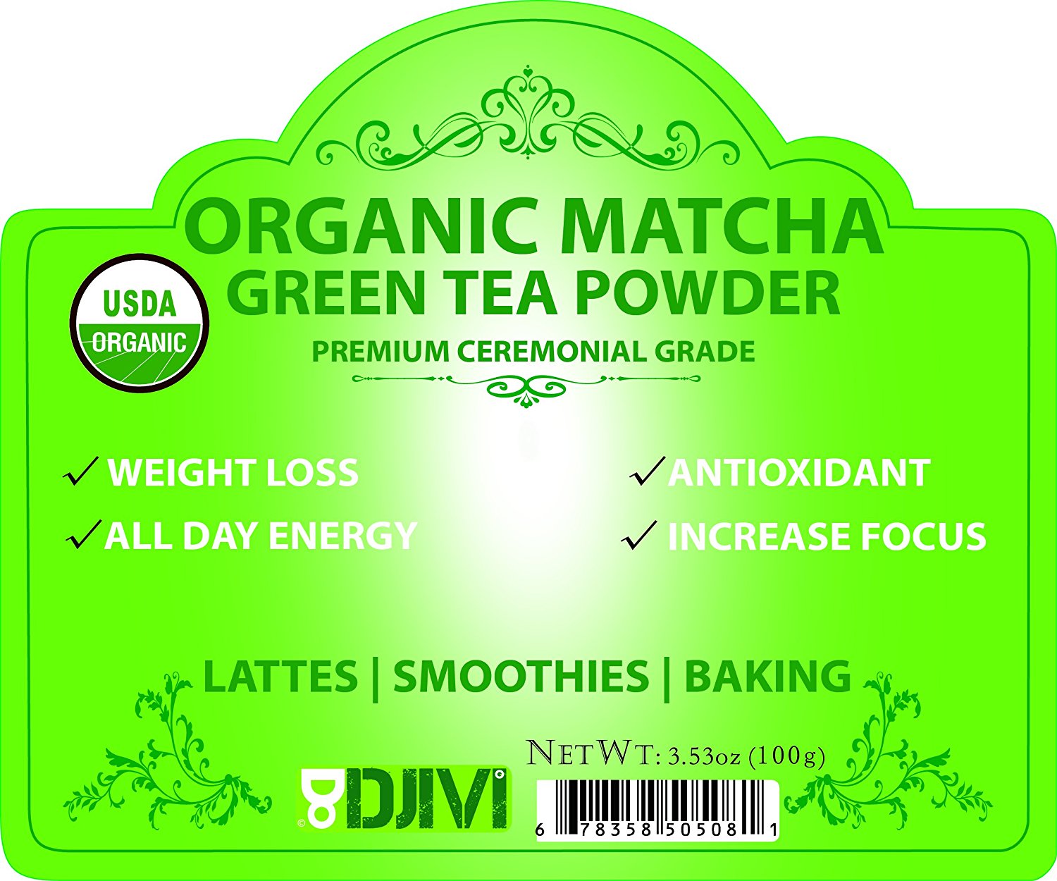 Dodjivi Organic Matcha Green Tea Powder, Premium Ceremonial Grade (1st