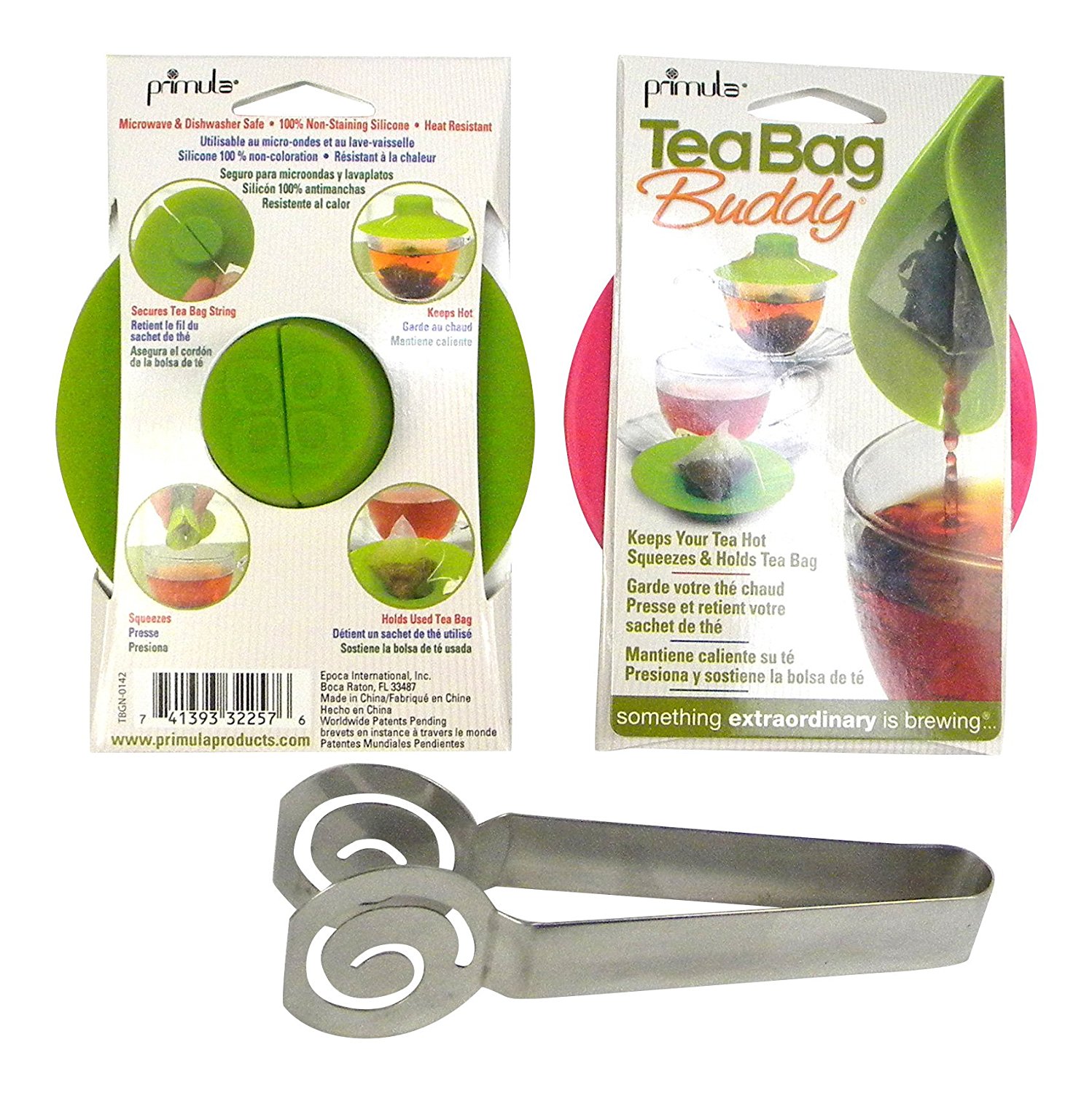Stainless Steel Tea Bag Squeezer and 2 Tea Bag Buddy Tea Drinkers
