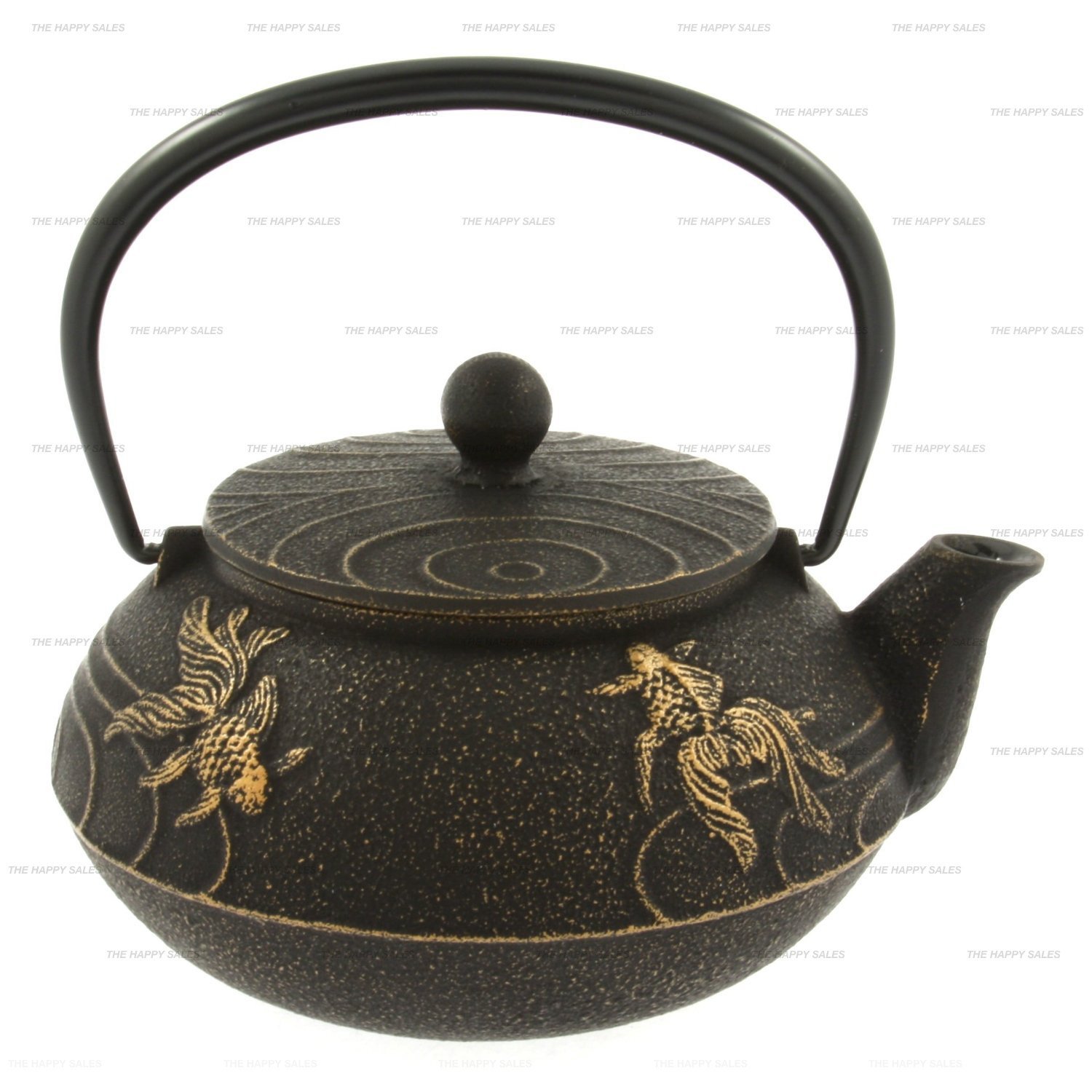Happy Sales Cast Iron Black And Gold Goldfish Teapot free image download