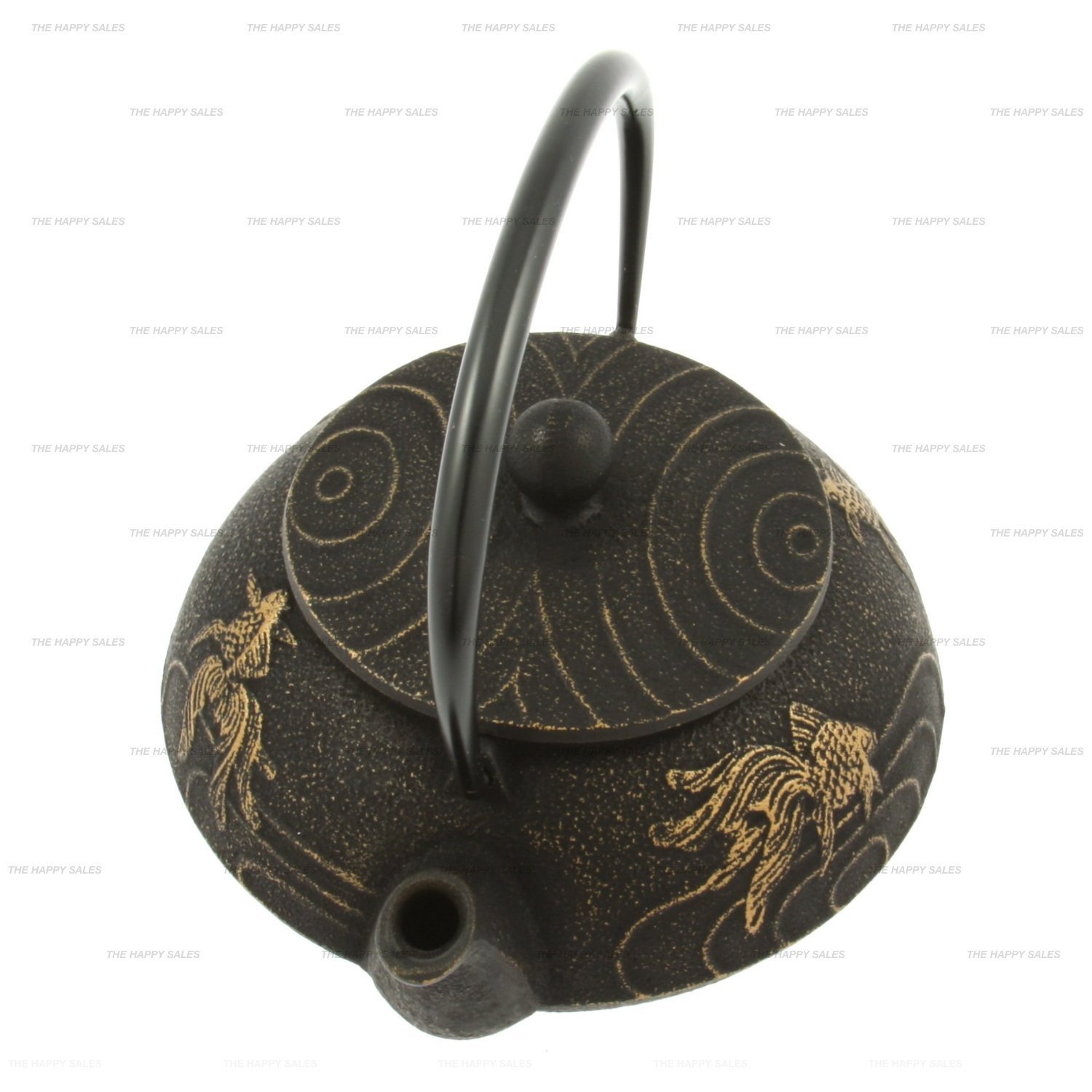Happy Sales Cast Iron Black And Gold Goldfish Teapot N2 free image download