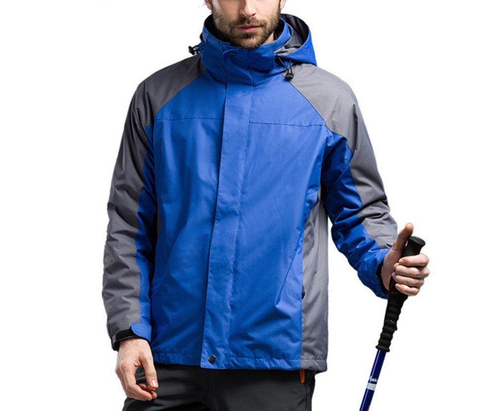 Hanxue Mens Hiking Ski Jacket Softshell 3 in 1 Hiking Raincoat Plus