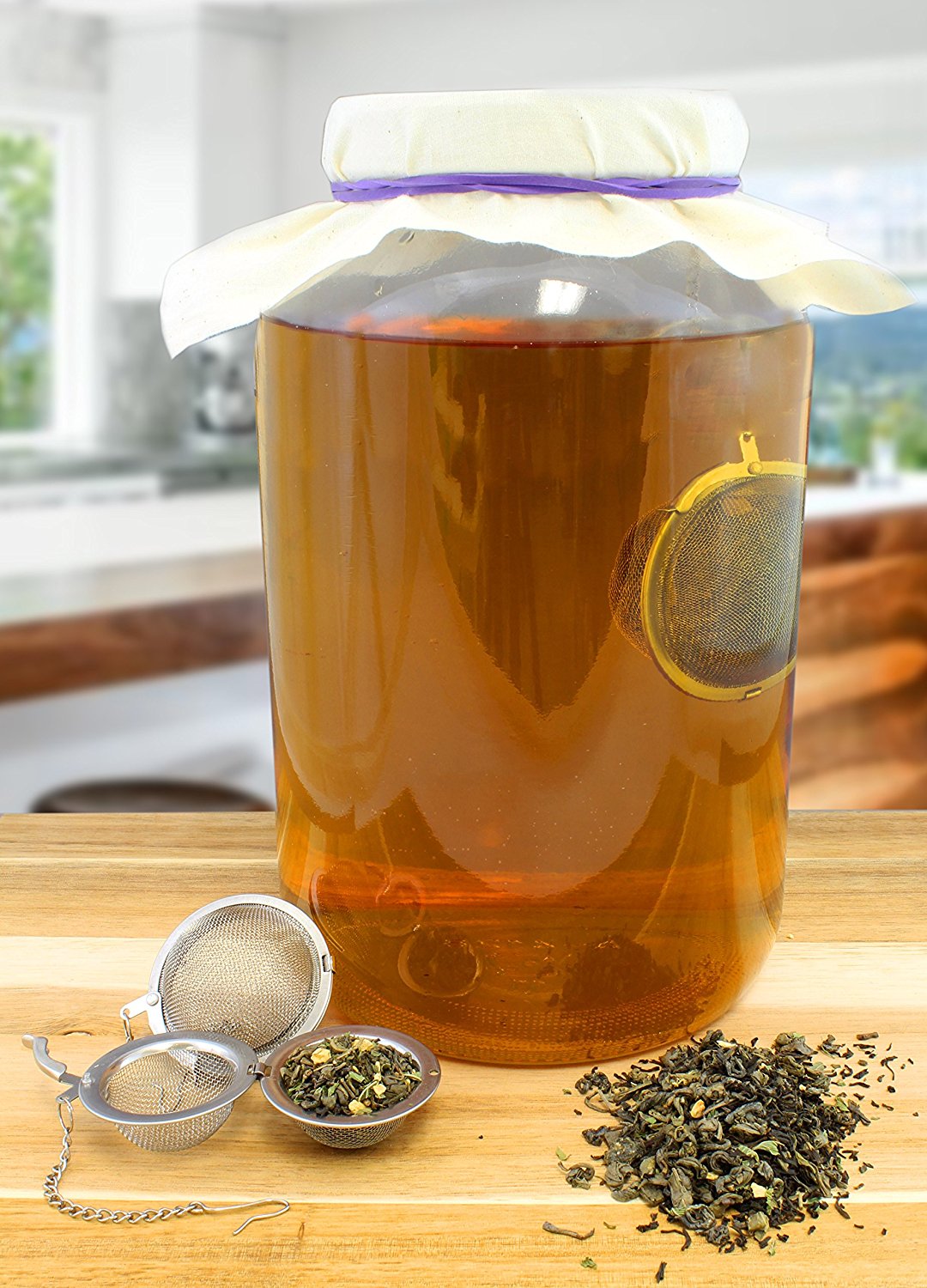 Extra Large Stainless Steel Tea Ball Strainer for Kombucha & Loose Leaf