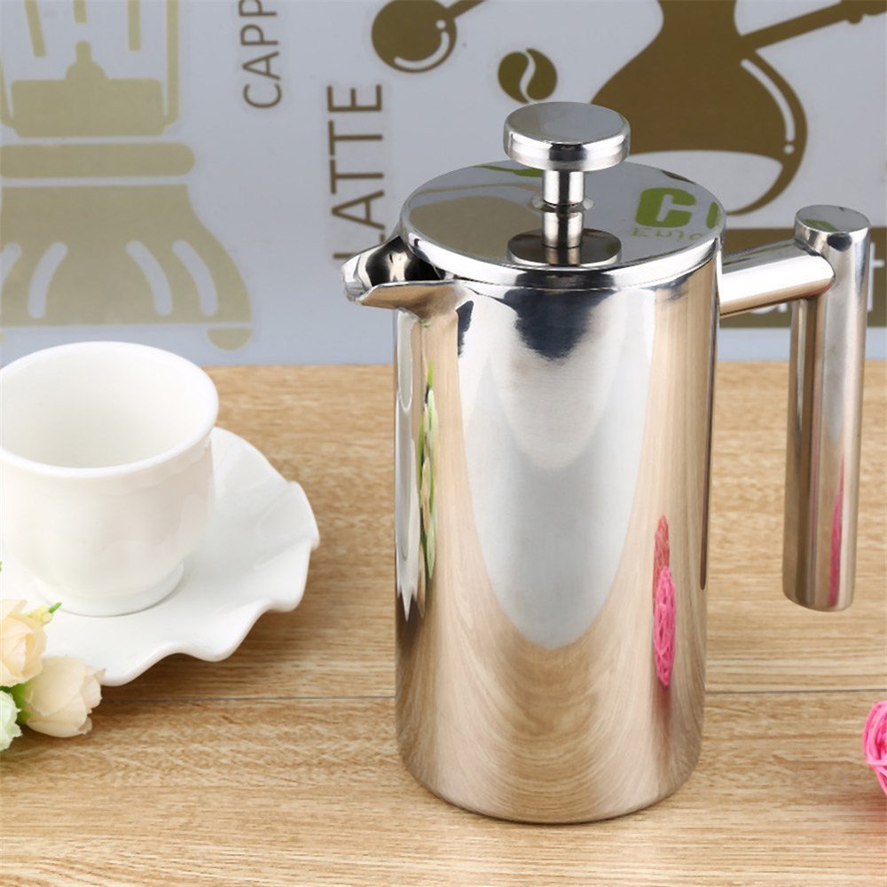Cafetiere 350ML Stainless Steel Insulated Press Coffee Tea Maker with