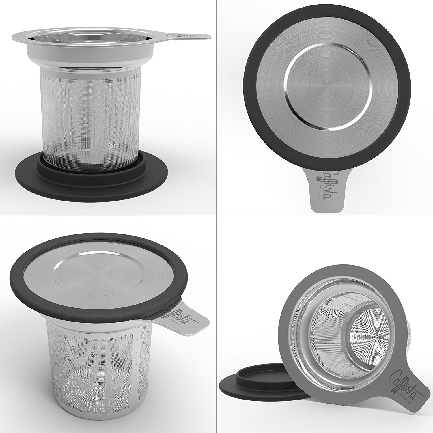 Caffèsta Stainless Steel Loose Leaf Tea Infuser with Silicone Grip Lid