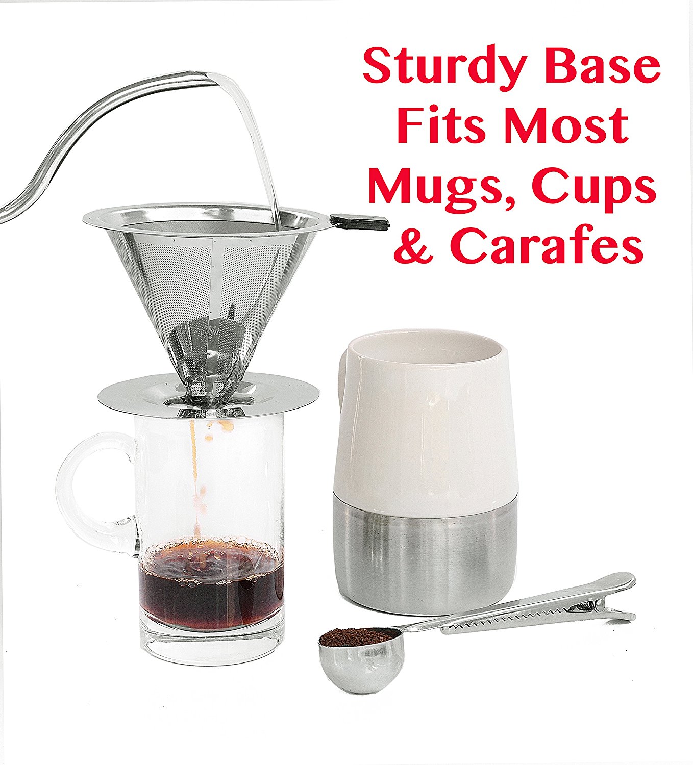 Paperless Pour Over Coffee Dripper & Brewer Stainless Steel Double