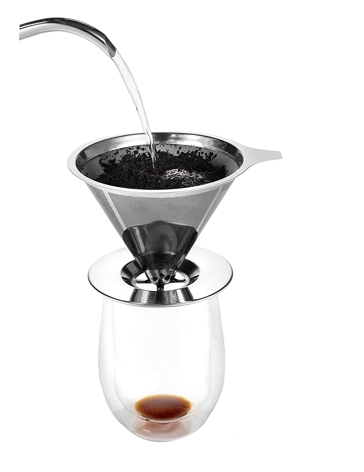 Osaka Stainless Steel Pour Over Cone Dripper, Reusable Coffee Filter