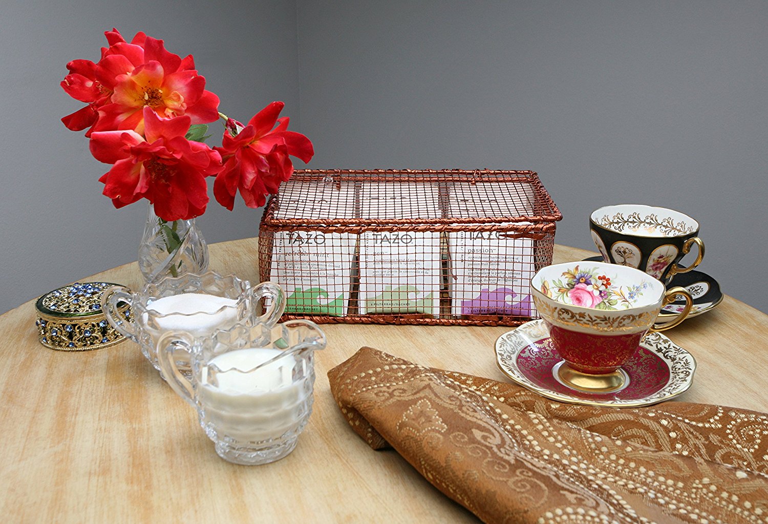 Copper Wire Tazo Tea Box Sampler Tazo Tea, Tea Chest, Tea Storage