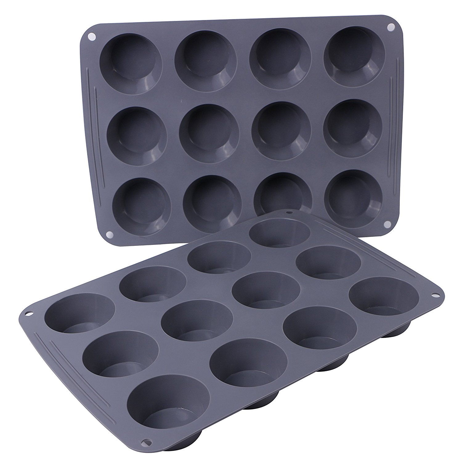 ake 12Cup Silicone Muffin Pan, Cake Pan, Cupcake Pan (Grey, 2pack), Standard Size N3 free