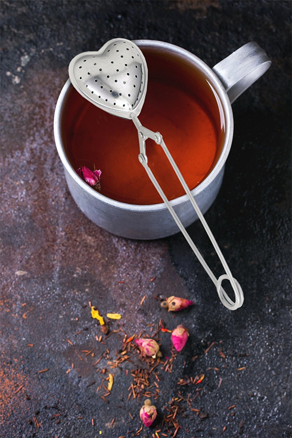 HIC Long Handle Loose Leaf Snap Tea Infuser Spoon, 18/8 Stainless Steel