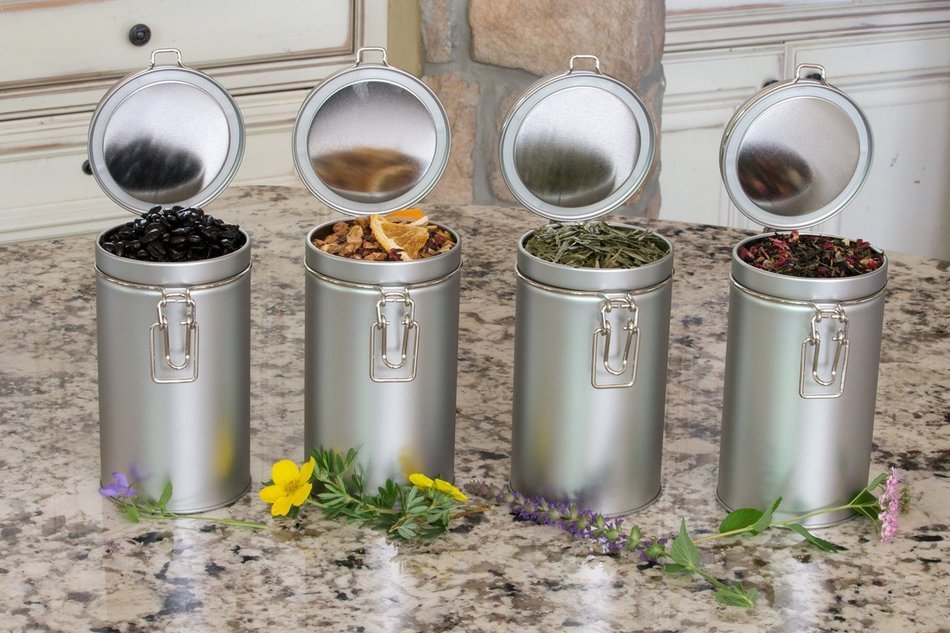 PureTea Latching Tea Tin, Tea Canister, Spice Storage Tins, Coffee