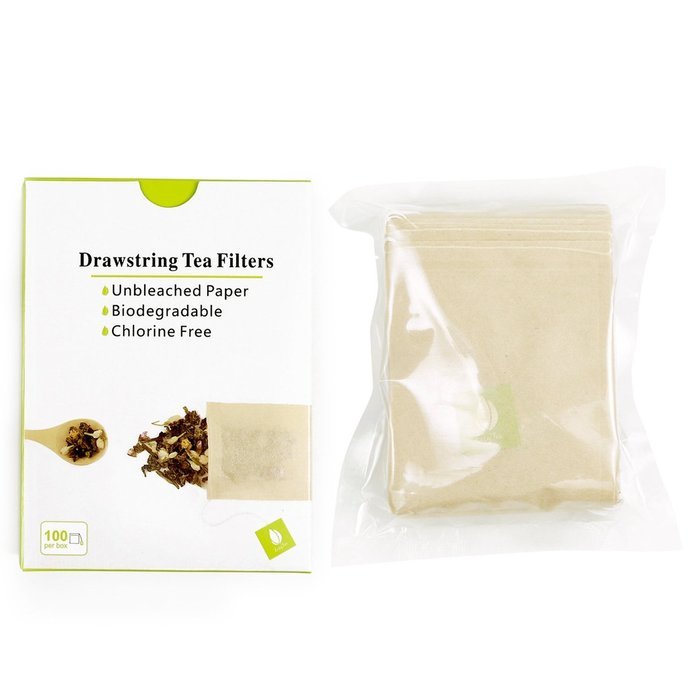 Tea Filter Bags with Drawstring, Disposable Tea Infuser, Paper Tea Bag