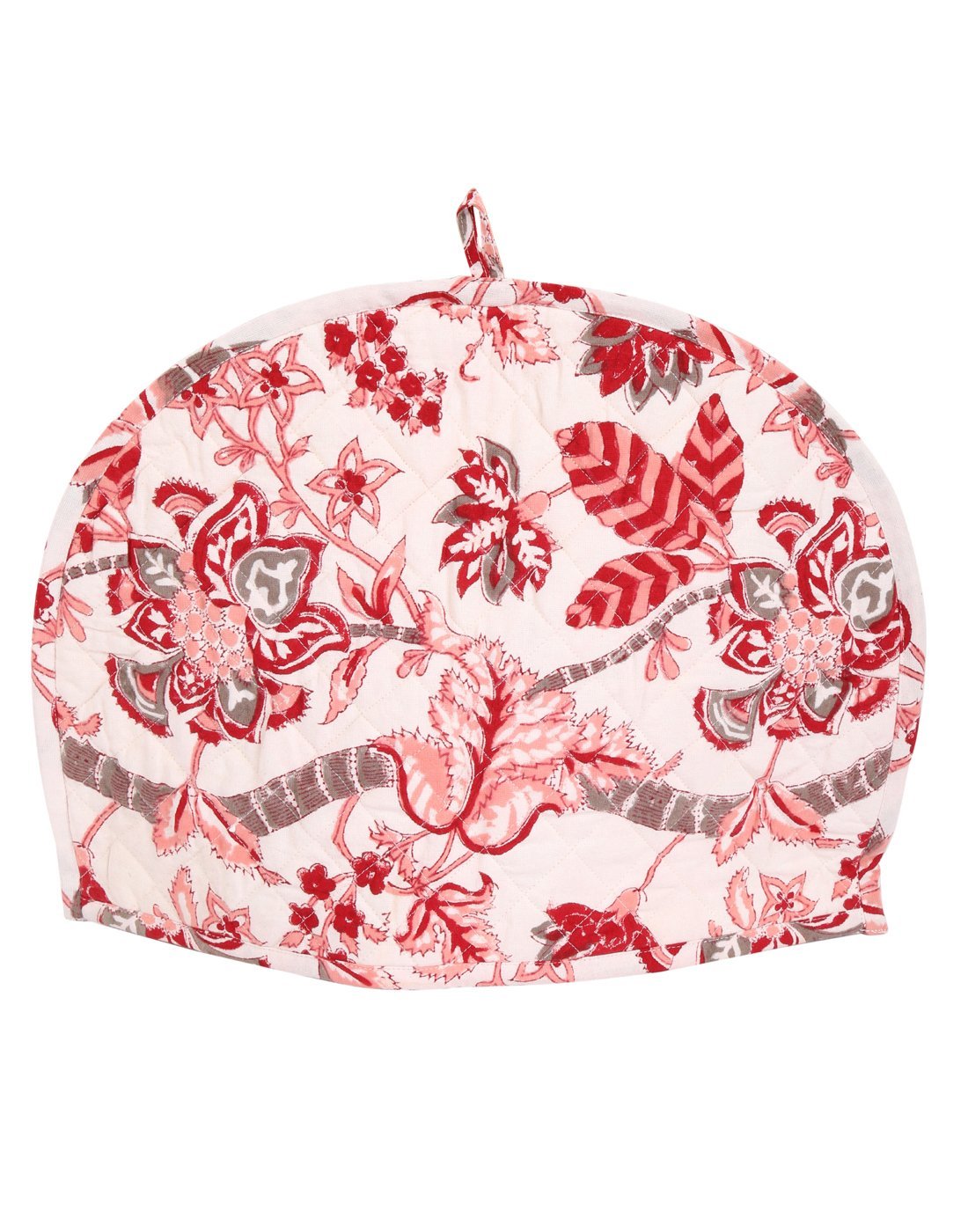 White Tea Cosy Cotton 15x11 Tea Cozy Hand Block Printed Floral By