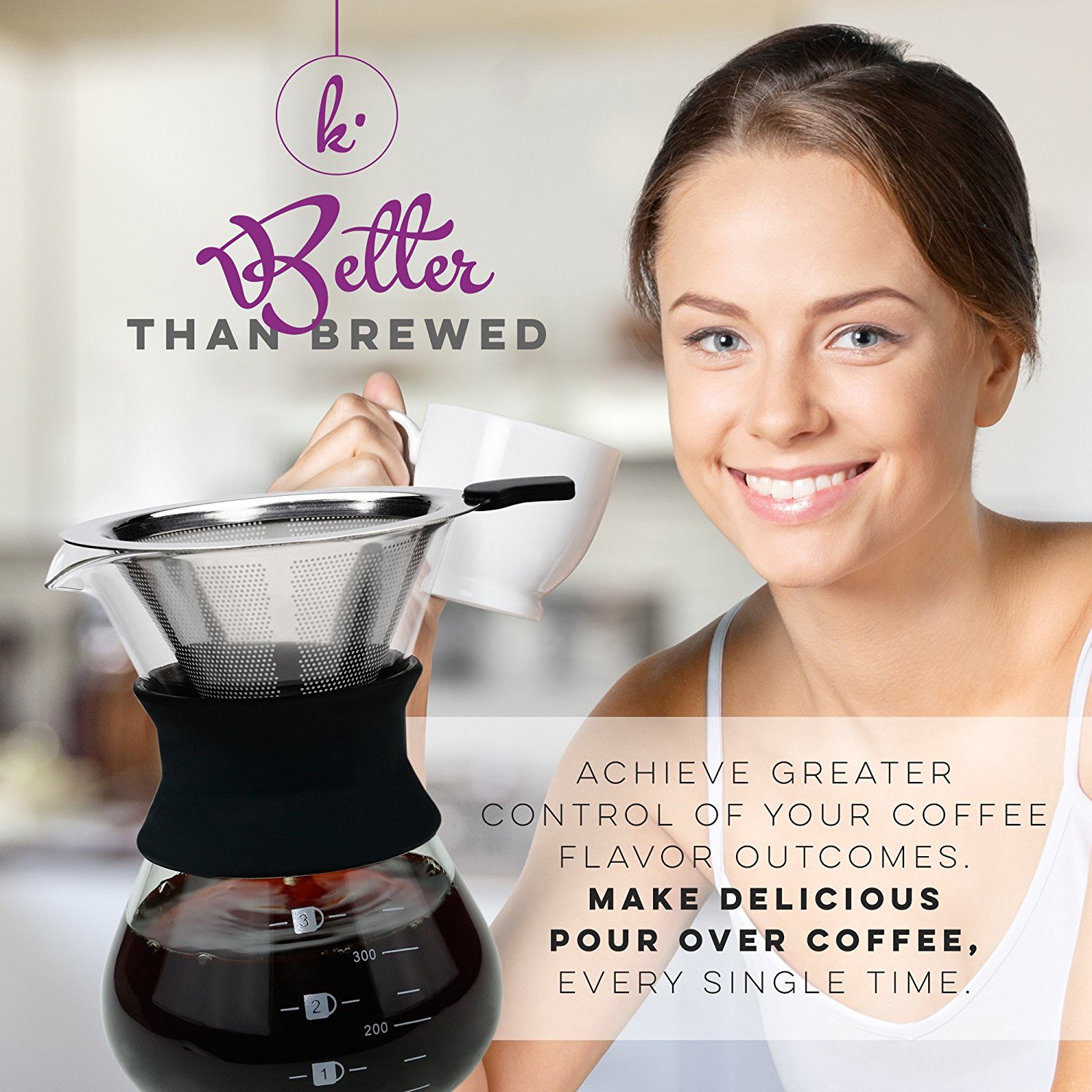 Pour Over Manual Hand Drip Coffee Maker Glass Carafe Coffeemaker Pot