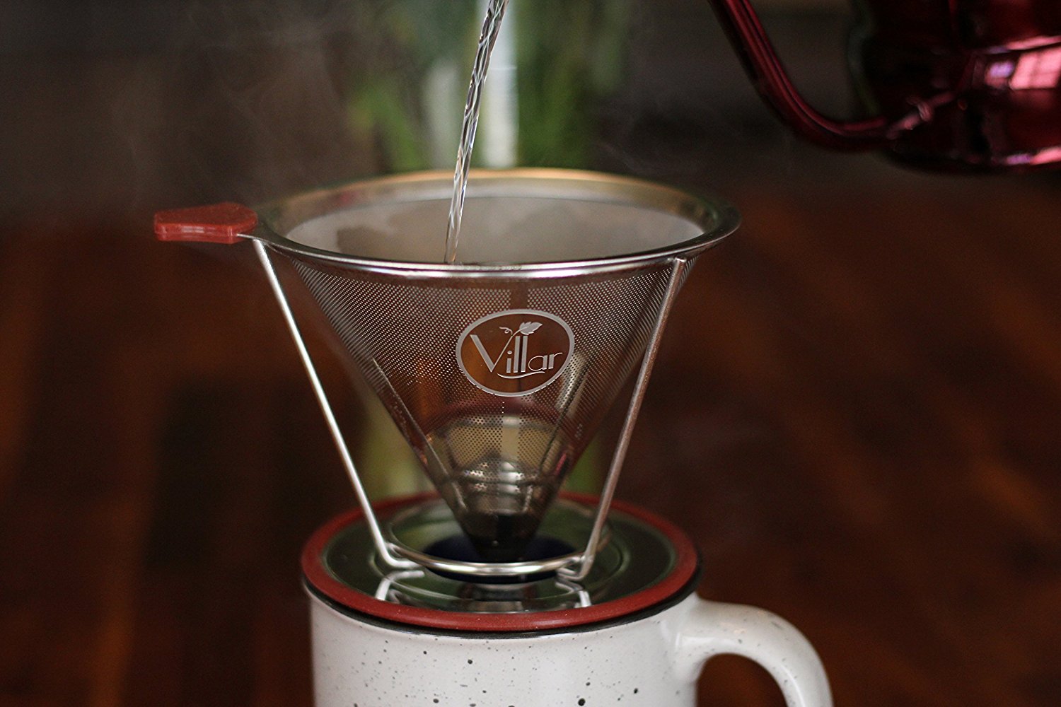 Villar Gourmet Stainless Steel Pour Over Coffee Filter Dripper & Bonus