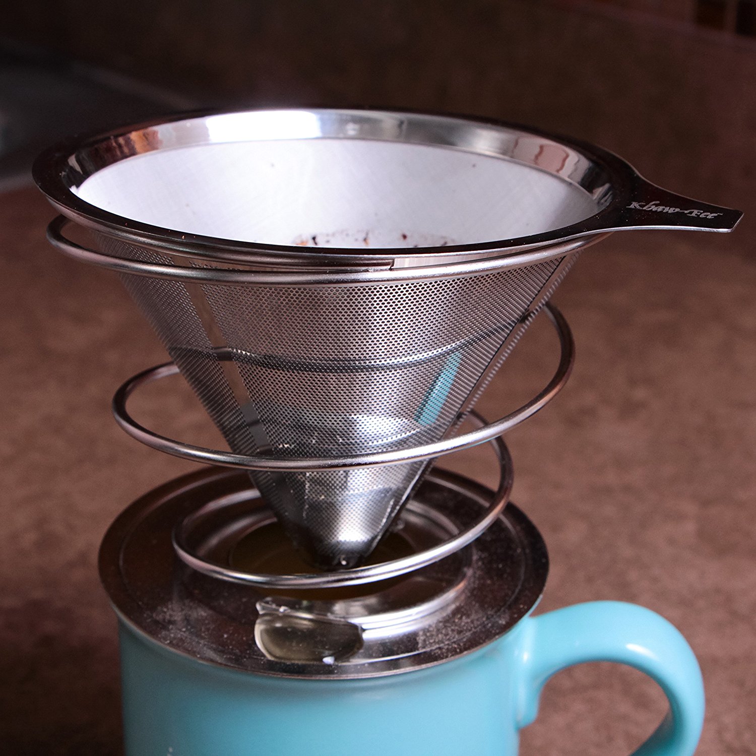 Pour Over Drip Coffee Maker from KhawFee Permanent, Reusable Stainless Steel Pour Over