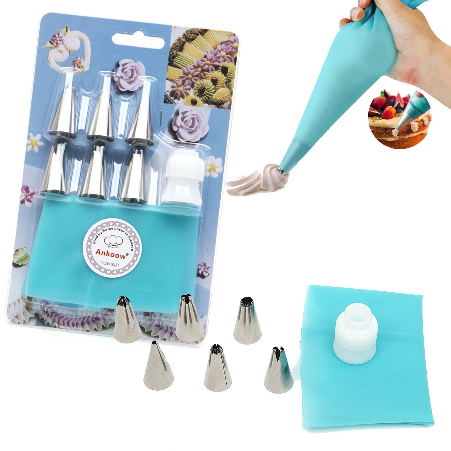 8Piece Cake Decorating Tools Set Includes 6 Size Nozzles Tips 1