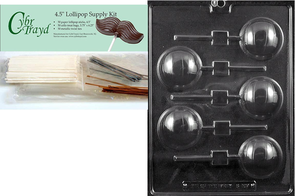 Cybrtrayd 45StK50S107 Volleyball Lolly Sports Chocolate Candy Mold