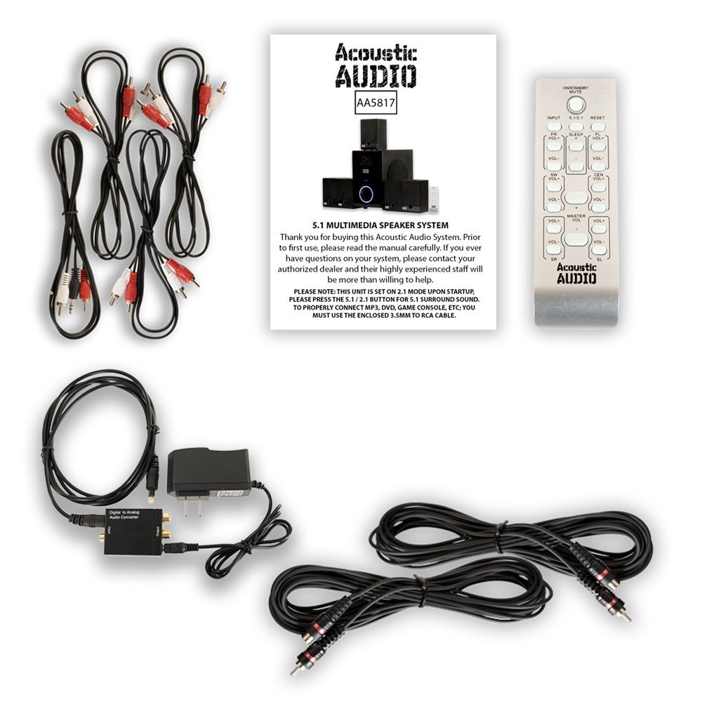 Acoustic Audio AA5817 Home Theater 5.1 Speaker System with Optical