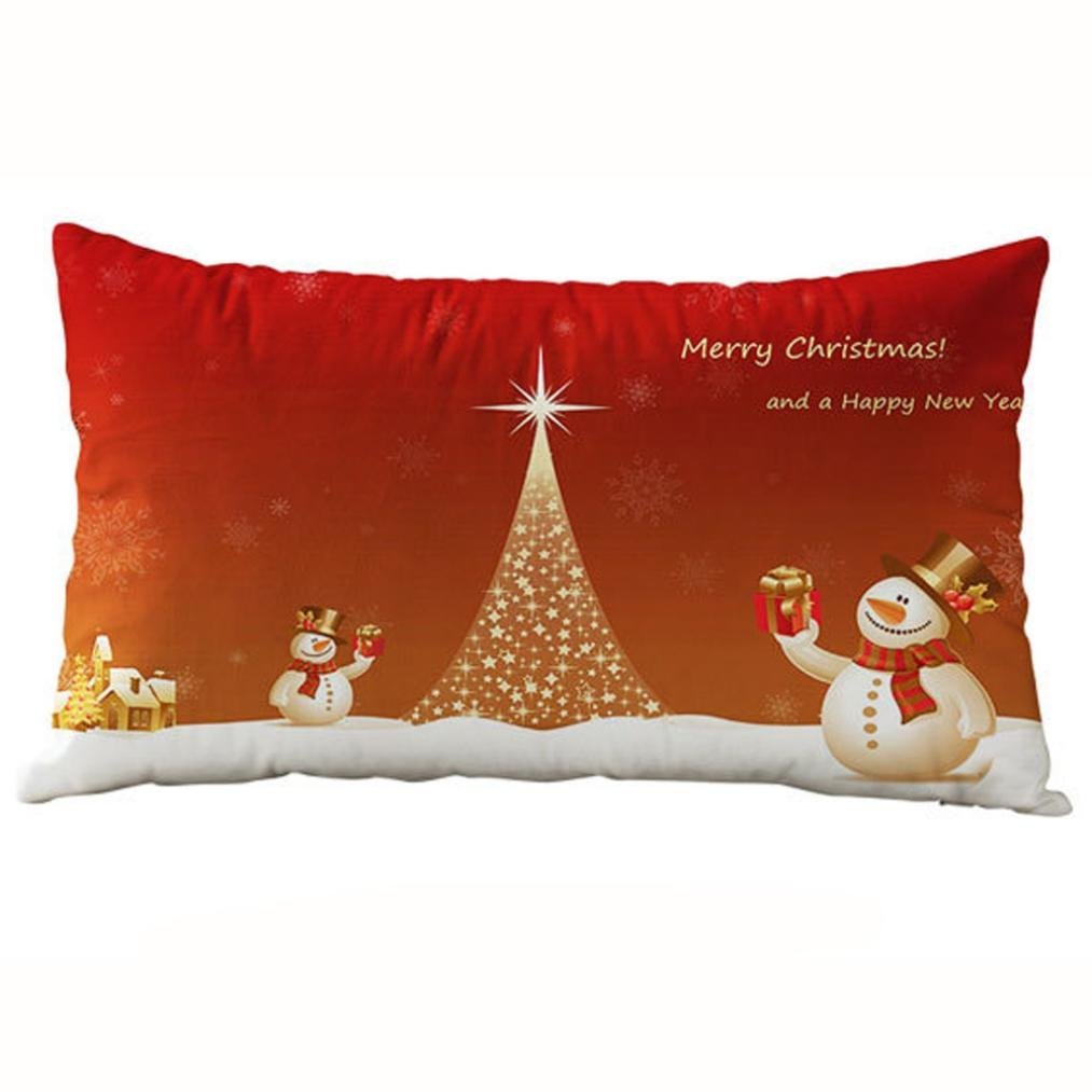 Christmas Pillow Case,Beautyvan Christmas Rectangle Cotton Linter