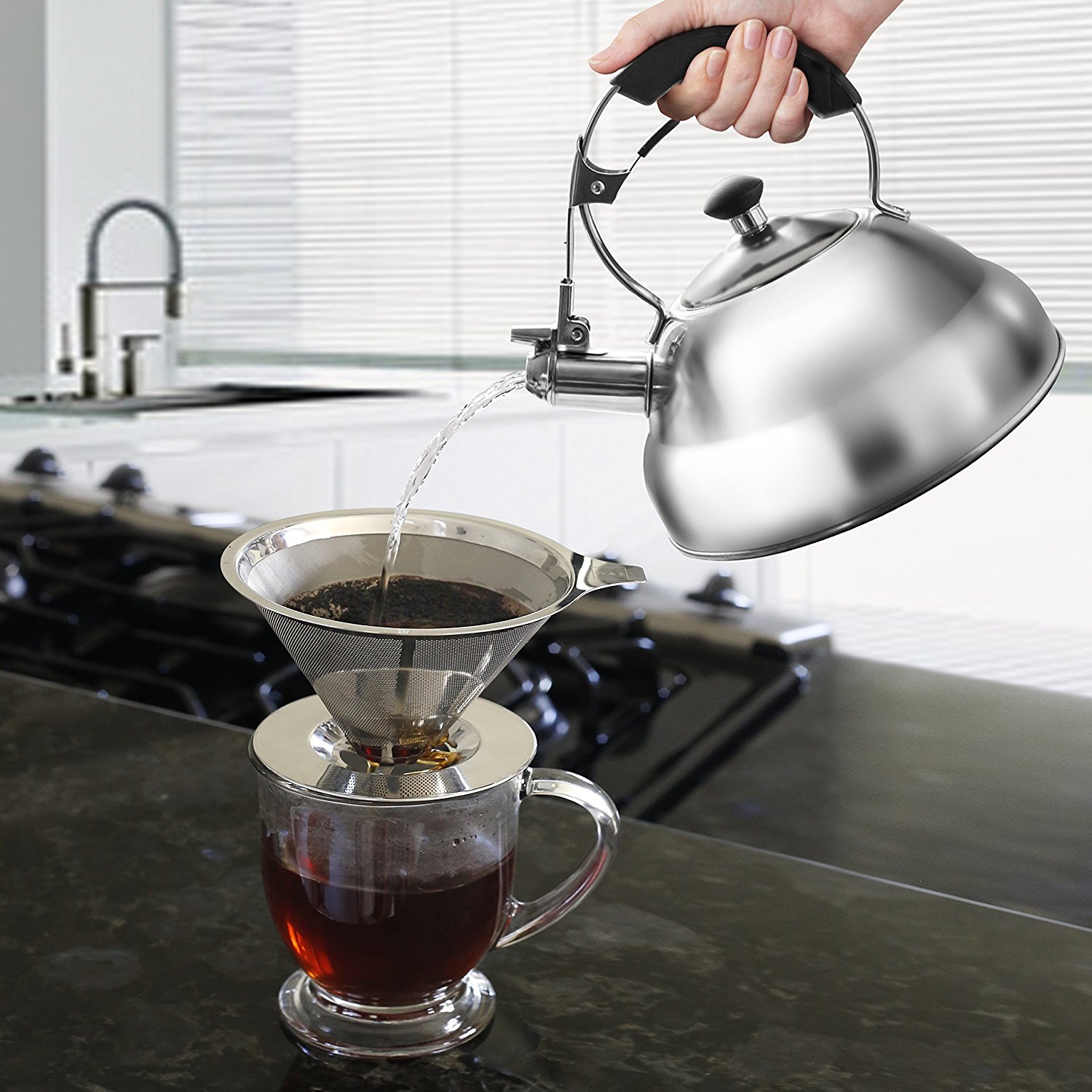 Surgical Stainless Steel Whistling Tea Kettle, 2.75 Quart Stove Top