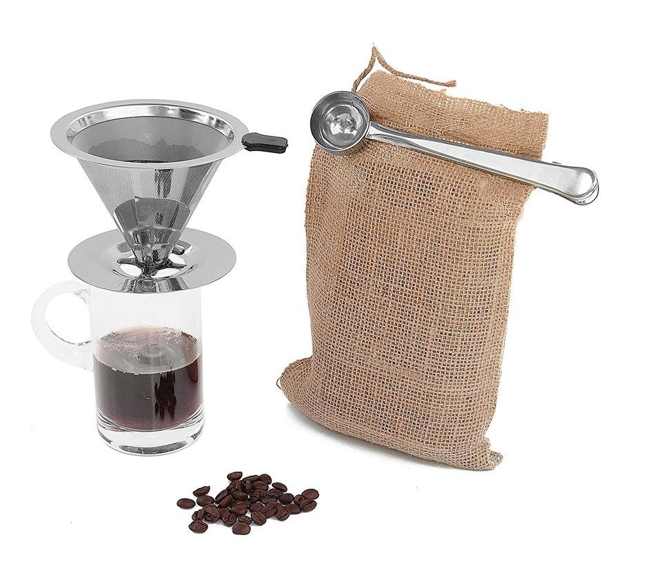 YKSH Stainless Steel Pour Over Coffee Dripper, Reusable Paperless