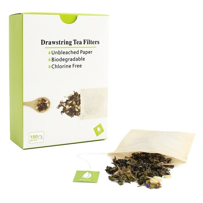 Tea Filter Bags with Drawstring, Disposable Tea Infuser, Paper Tea Bag