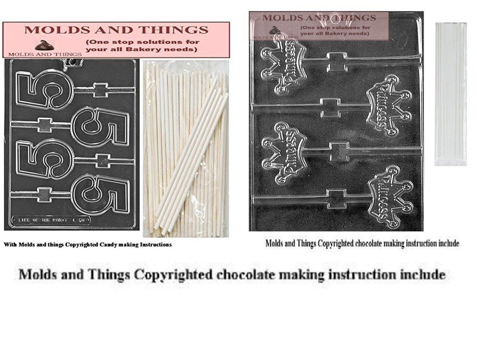 Number 5 Lolly numbers and letters Chocolate candy mold PRINCESS CROWN