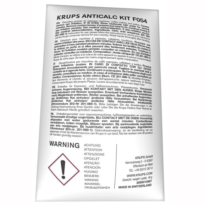 KRUPS F054 Descaling Powder for Kettles Coffee and Espresso Makers