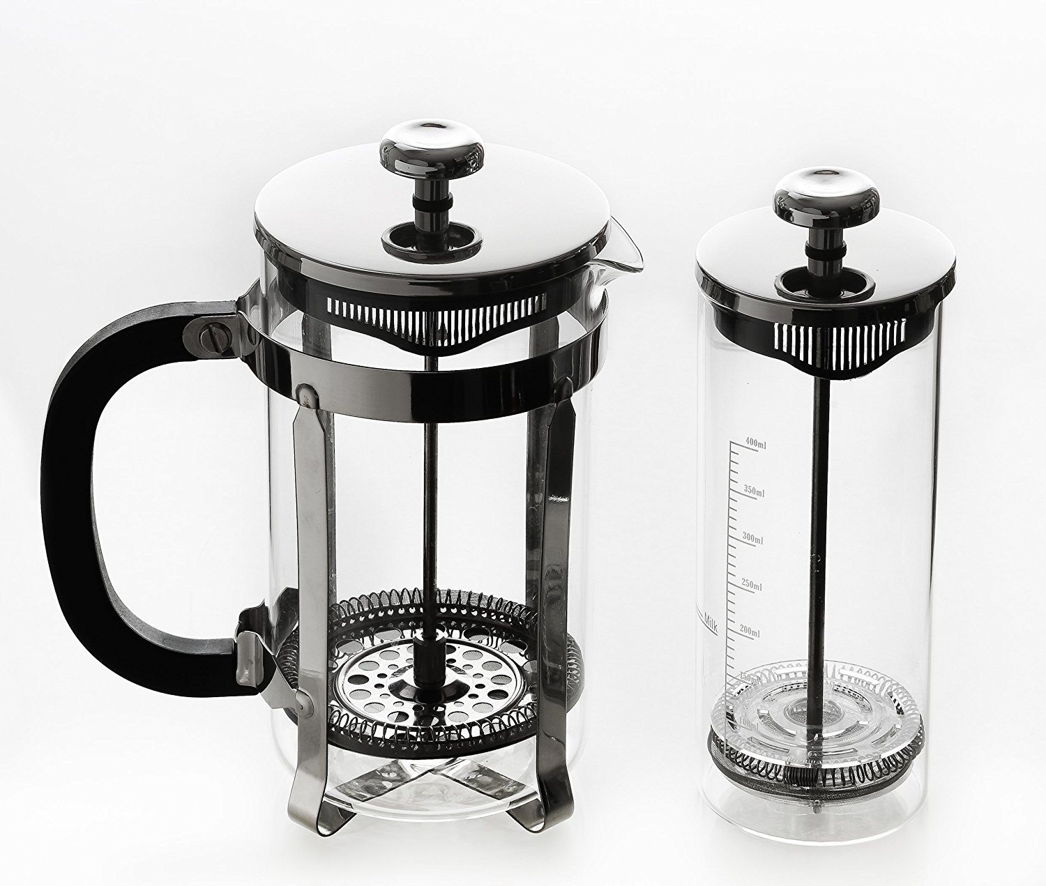 Zell French Press Coffee Maker and Glass Milk Frother Set, 34 oz (1