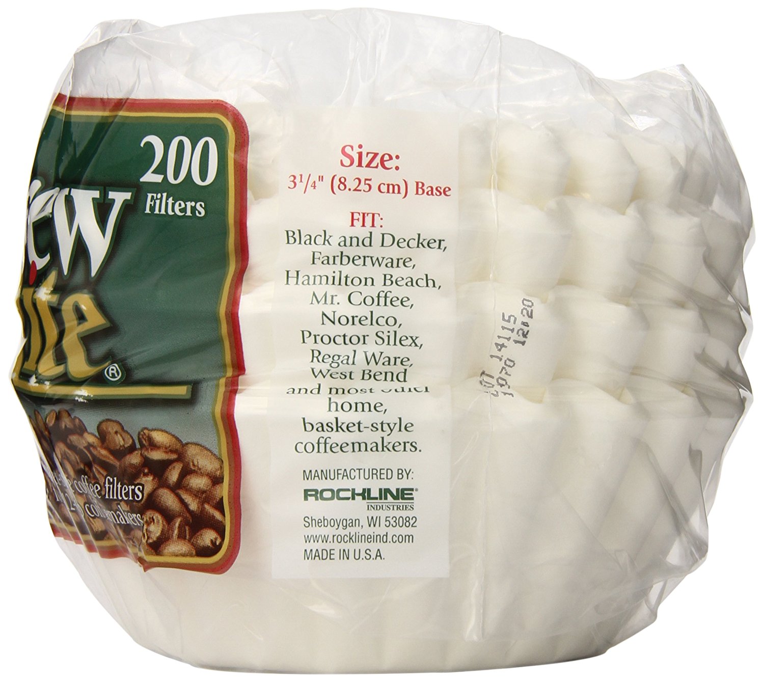 Brew Rite Basket Coffee Filters, 812 Cup, White Paper, 200Count Bags