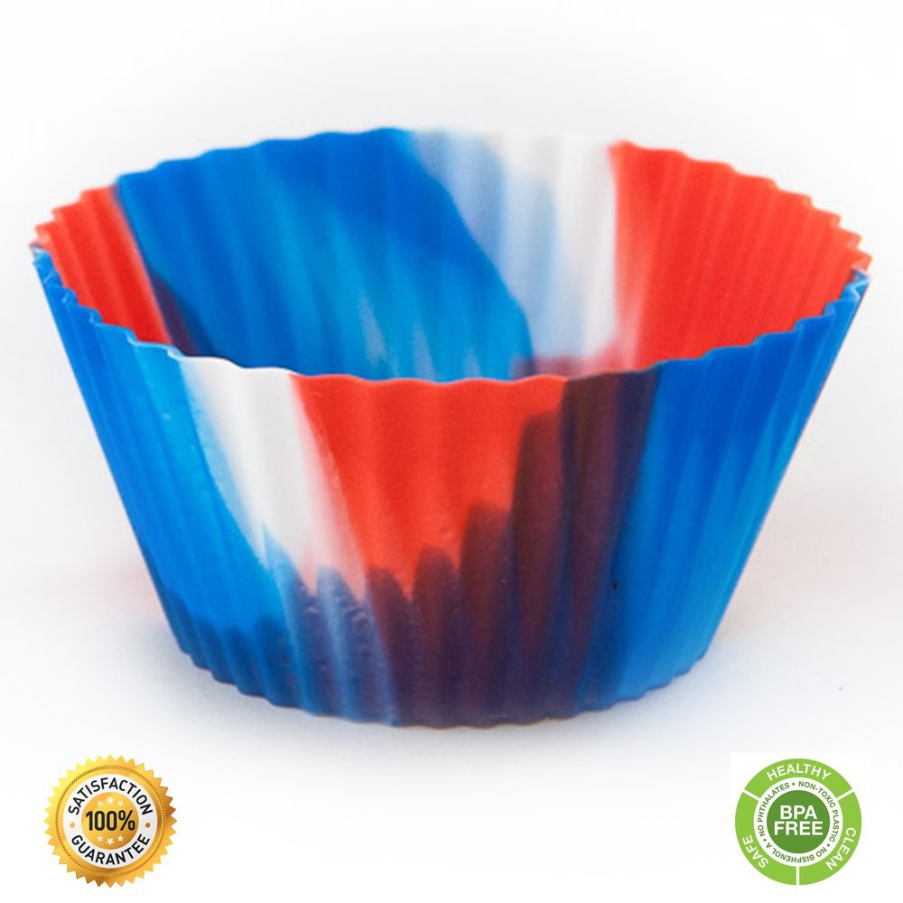 Set of 12 Premium Quality TieDye Silicone Baking Cups / Reusable Cupcake LinersEnvironmentally