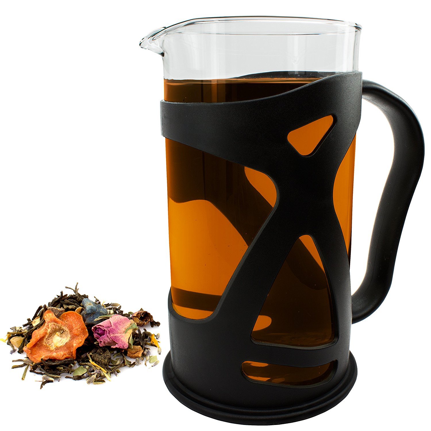 KONA French Press Coffee Tea & Espresso Maker, Black 34oz Teapot N4