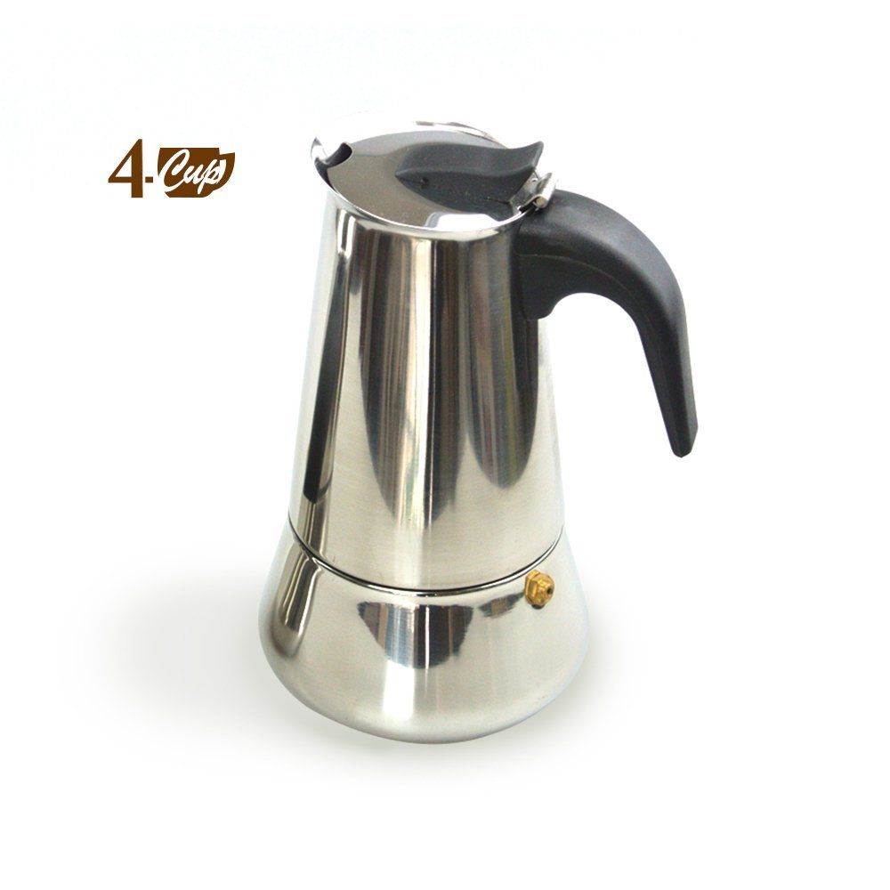 2Cup Stove Top Espresso Pot Coffee Maker Percolator, Stainless Steel