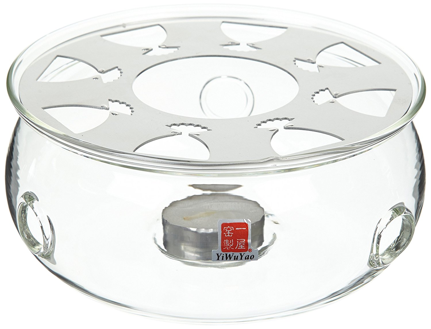 FantasticTea Crystal Clear Glass Teapot Warmer Large (Diameter 6