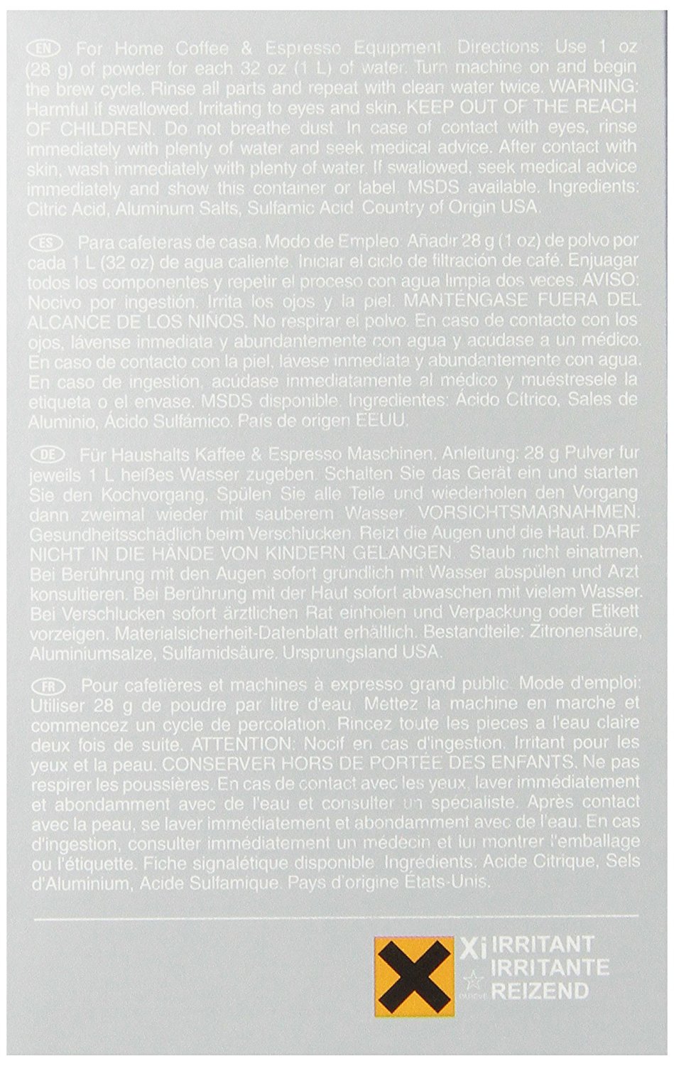 Urnex Dezcal Coffee and Espresso Machine Descaling Powder, 4 Single Use