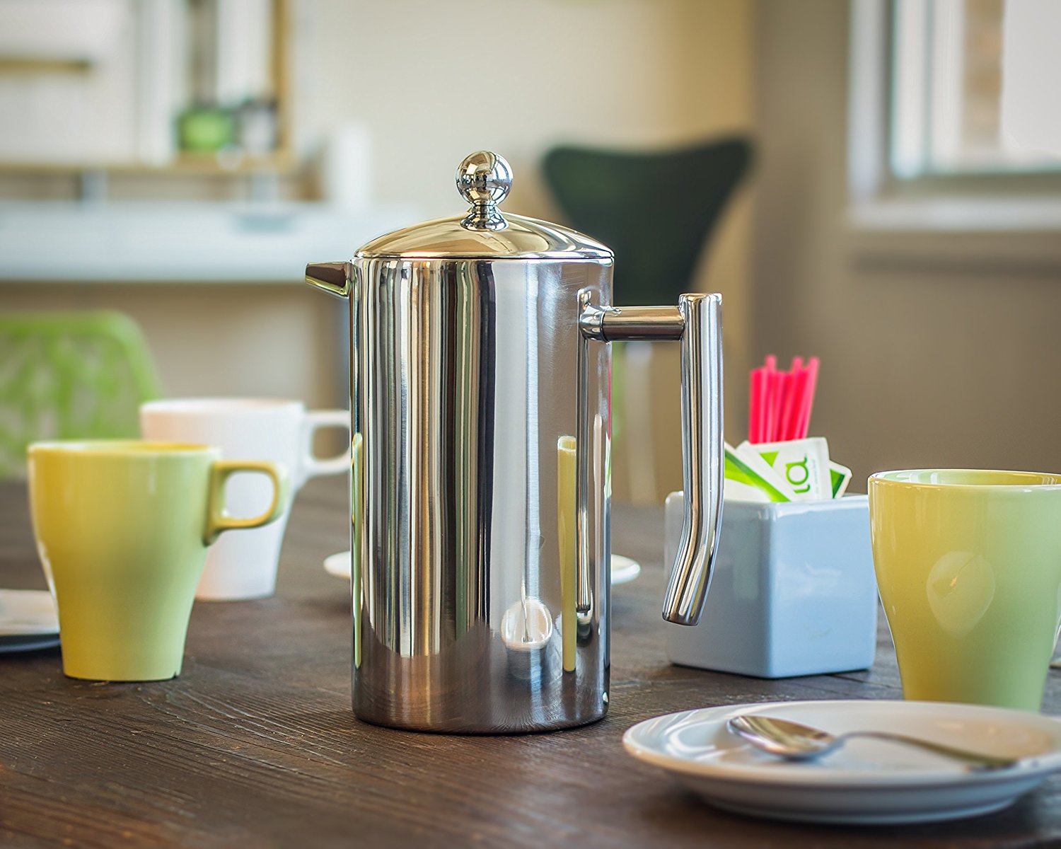 Large Stainless Steel French Press Coffee Maker Double Wall Tea Or