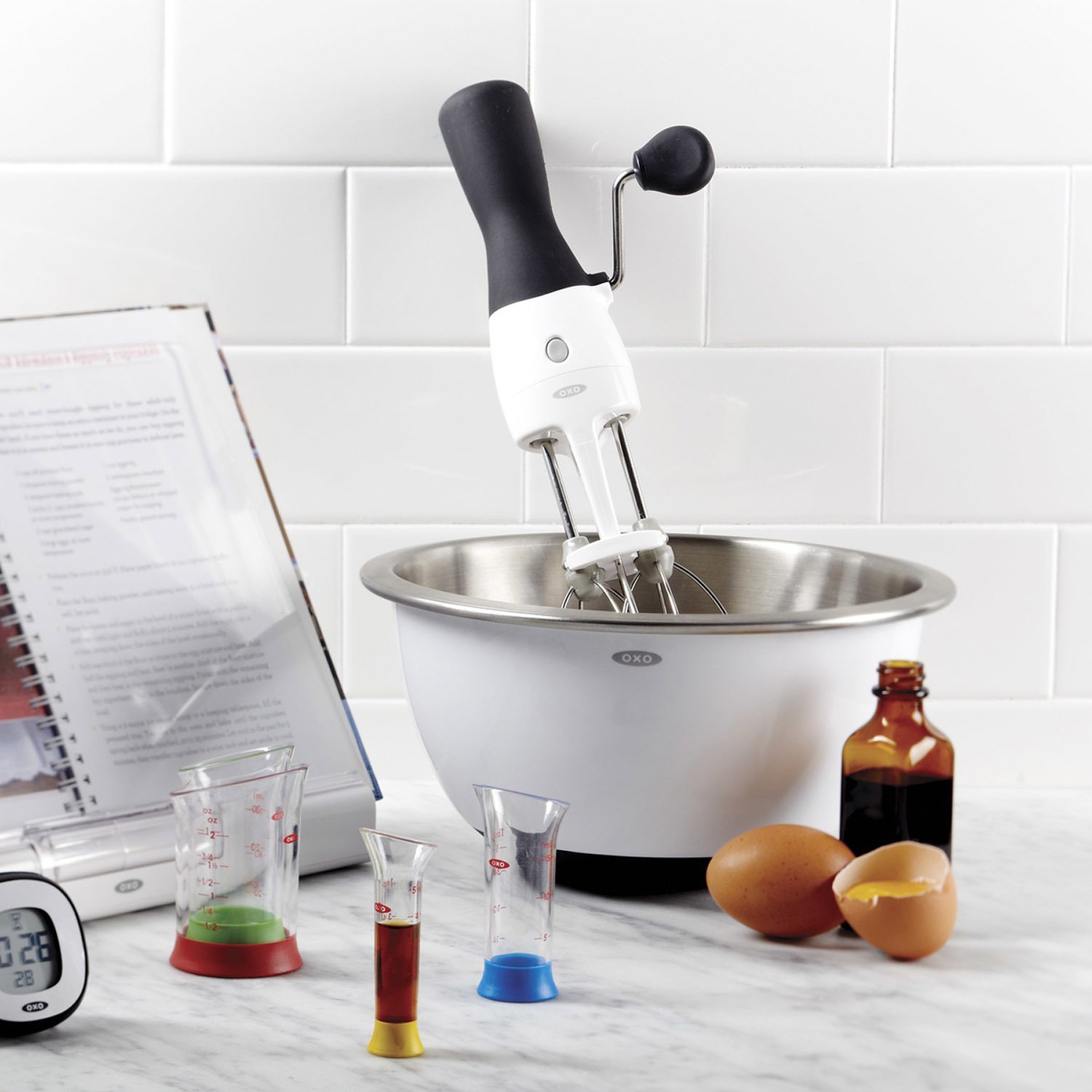 OXO Good Grips 3Quart White Stainless Steel Mixing Bowl N2 free image