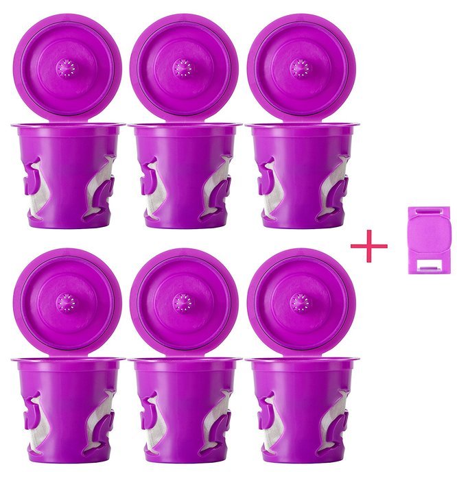 GOLOHO Reusable Purple Kcups Refillable capsule& Freedom Smart Clip